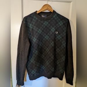 Fred Perry XL 100% Lambswool Tartan Sweater.